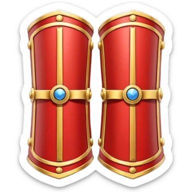 Ares bracers object icon, pair of ancient Greek war bracers, red black gold theme, engraved patterns, heavy armor style, 3D cartoon, mobile game icon style, centered, clean background, no text, no watermark

 sticker
