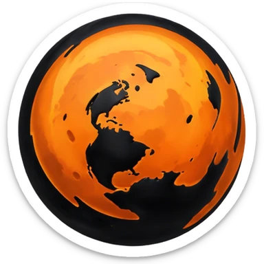 Cinematic Realistic black and orange abstract planet in space sticker