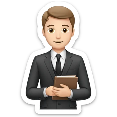 white journalist man suit and tie holding a notepad friendly expression sticker