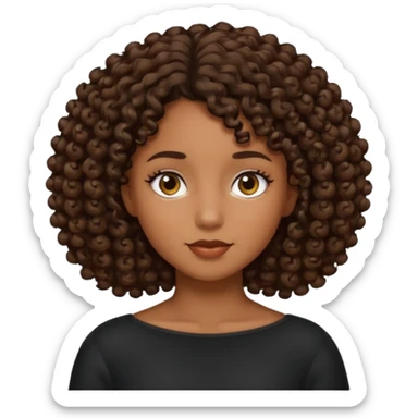 Menina de cabelo cacheado preto e abaixo do ombro  sticker