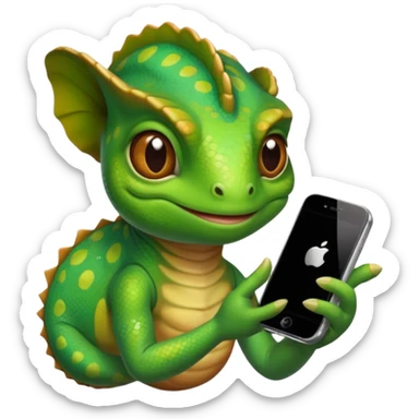 Chameleon using an iPhone sticker