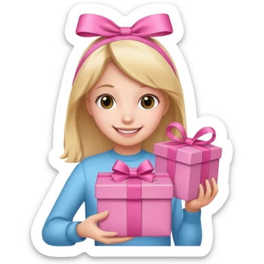 Girl holding pink gift box






























 sticker