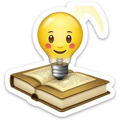 ein buch bzw lernmaterial und obendrüber eine leuchtende glühbirne sticker