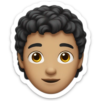 Boy with slightly brown skin, black hair and Placed in front of the hair sticker