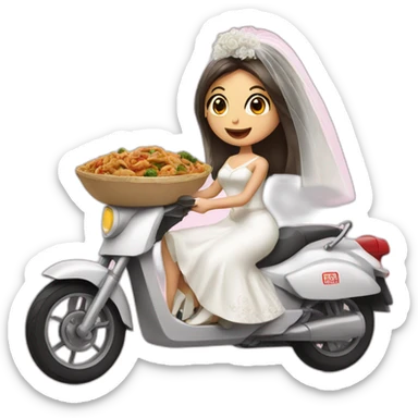 Bride delivering Chinese food sticker