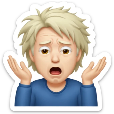 Weak man with disheveled hair yawning sticker