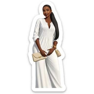 elegant dark-skinned beauty in white sticker