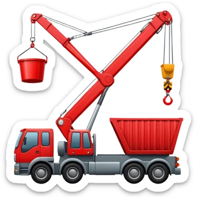 Container truck with a grab bucket crane sticker