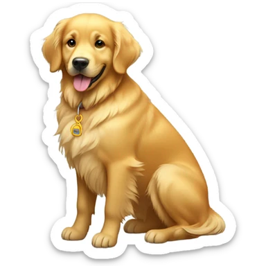 A golden retriever in a wheelchair sticker