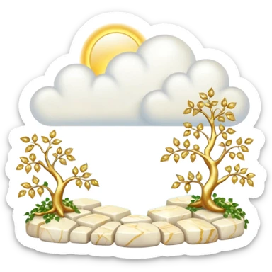 White and glittery gold with marble stones, vines, divine, heavenly, spiritual, pure, glowing, cute clouds, sunshine, sparkly, beautiful, elegant, luxurious, pretty, aesthetic scenery scene picture   sticker