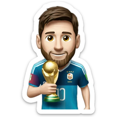 Lionel Messi with World Cup trophy sticker