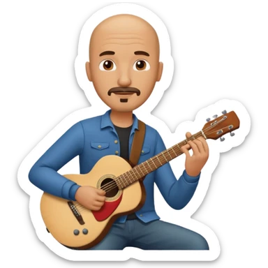 guitar player bald short mustache and goatee sticker