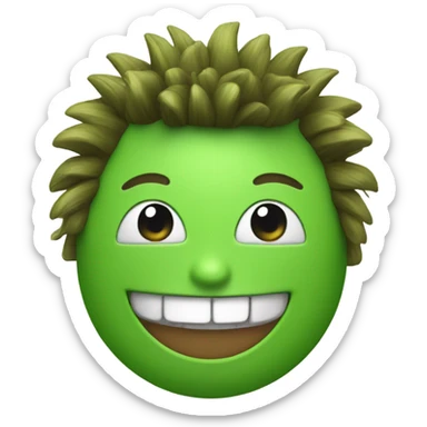 Green smiling 3d emoji with Mohawk and teeth sticker