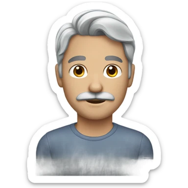 Brunette hair man with gray mustache sticker