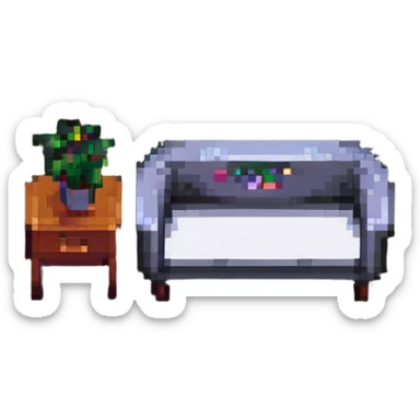 simple furniture design in pixel art style sticker