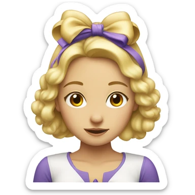 blonde girl standing backwards with a bow on her head sticker