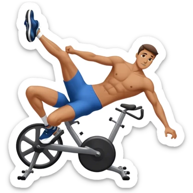 man laying down bicycle-crunches exercise sticker