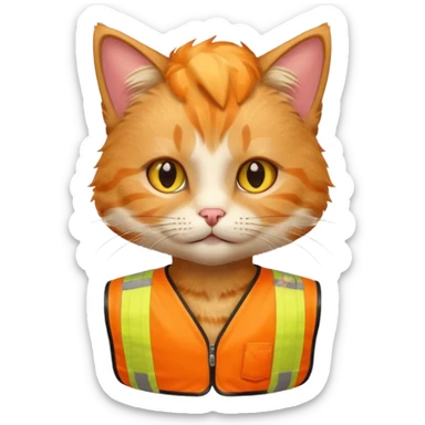cat in hi-vis vest sticker