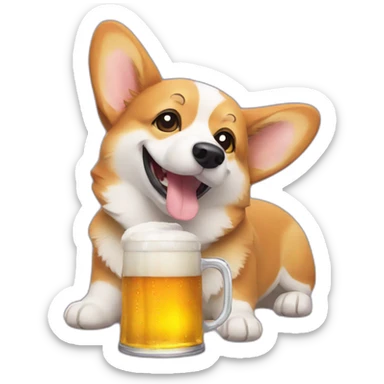 Corgi with a beer sticker