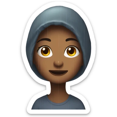 girl getting rain in here face sticker