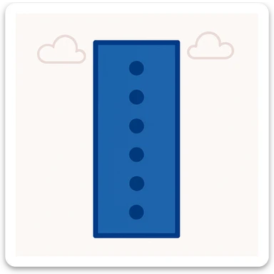 blue vertical rectangle with six blue dots on a white background sticker