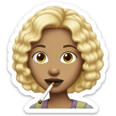Black an blonde hair girl smoking sticker