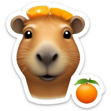Capybara with a tangerine on its head  sticker