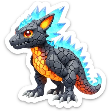  colorful iridescent magmatic Fakémon-Digimon-Trico-Vernid-creature (full body) sticker