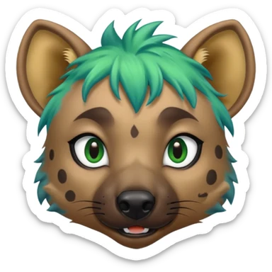 hyena with blue and green hair sticker