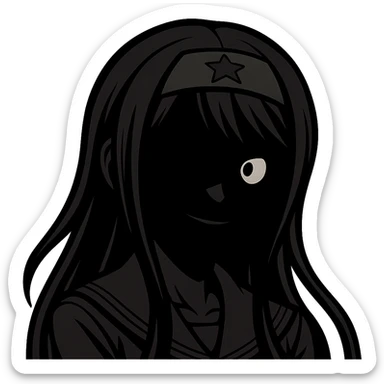 Danganronpa style emoji of Mukuro Ikusaba in the shadows sticker