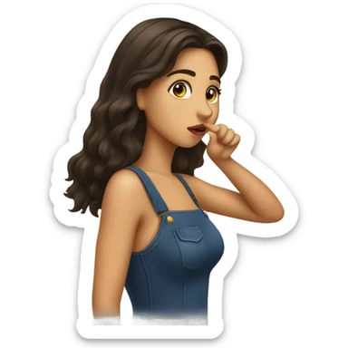 Brunette girl throwing a kiss sticker