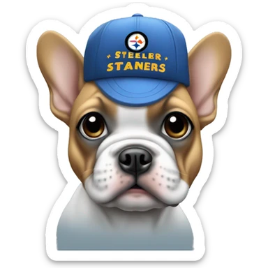 Blue frenchie girl wearing Steelers hat sticker
