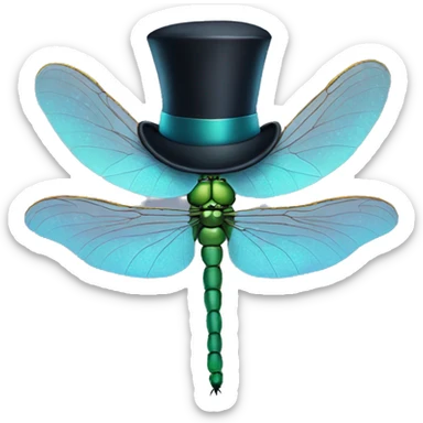 Dragonfly wearing a top hat sticker