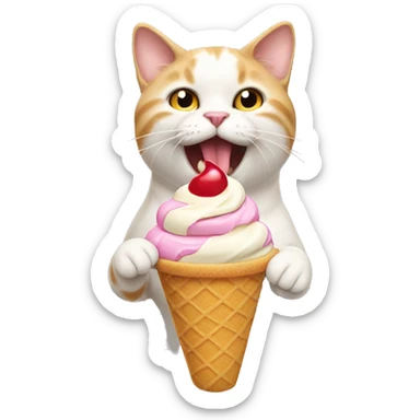 buff cat eating ice cream sticker