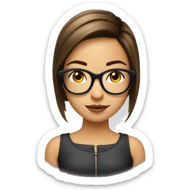 Fille a lunettes cheveux lisse court avec meche sur la droite sticker