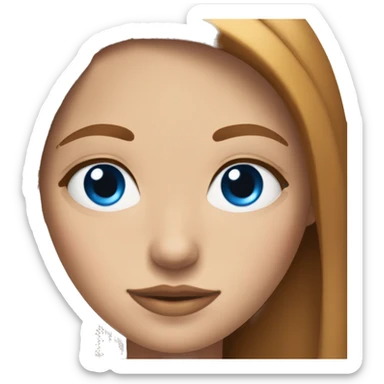 A girl with blue eyes, brunette thin eyebrows and beautiful straight caramel hair sticker