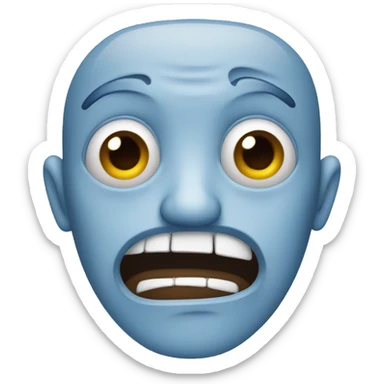 blue face with eek mouth and concerned eyebrows sticker