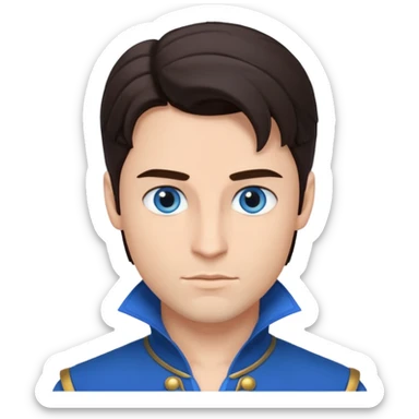 Prince Fiyero from Wicked with blue eyes, dark brown hair, blue outfit sticker