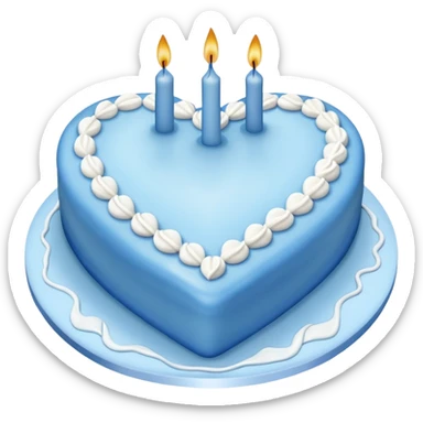 Blue heart shaped birthday cake sticker