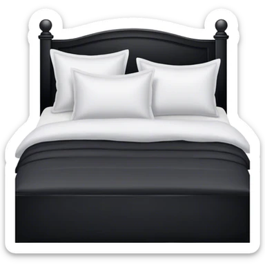 Pale black comforter and white pillows on bed sticker