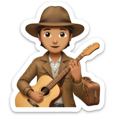 Rider with guitar-case,Metro Riders, inside metro train, no transparent, with background,full image , negative transparent, positive background. sticker