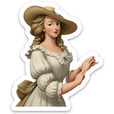 girl in white dress with flower sticker