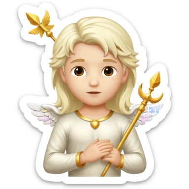 Cupid, Love God from Rome Mythology with long platinum blonde hair, gold and white outfit sticker