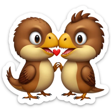 A sparrow kiss a trex sticker
