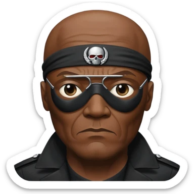 Create nick fury Superhero Emoji face only 1 eye patch black old person sticker