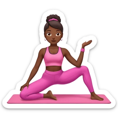 dark-skinned woman doing Pilates in pink sportswear sticker