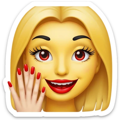 Smiley emoji have nails ,lashes and lips  sticker
