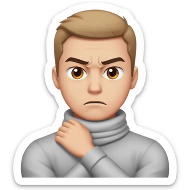 guy crossing arms around neck angry face sticker