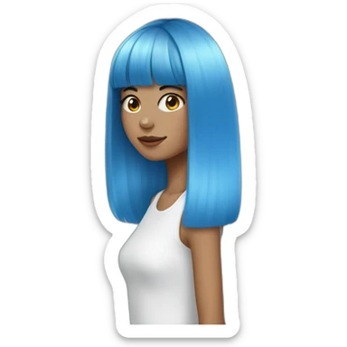 girl blue hair with bang sticker