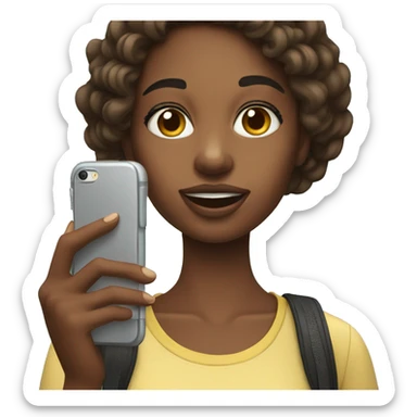 Girl taking selfie with her phone sticker